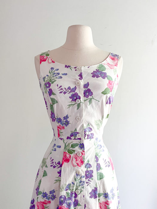 Sweetest 1980's Chadwicks Rose Printed Sundress / Sz M/L