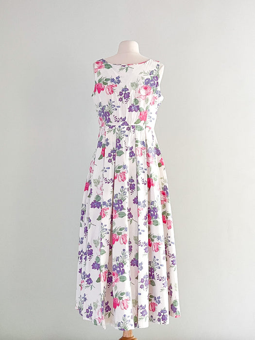 Sweetest 1980's Chadwicks Rose Printed Sundress / Sz M/L