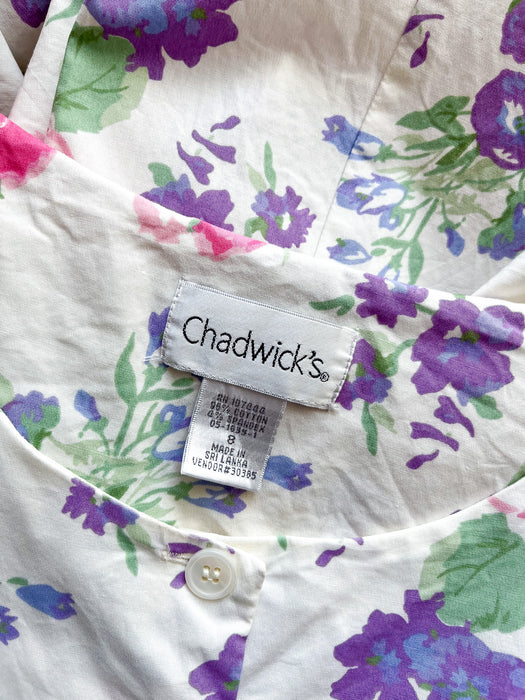 Sweetest 1980's Chadwicks Rose Printed Sundress / Sz M/L