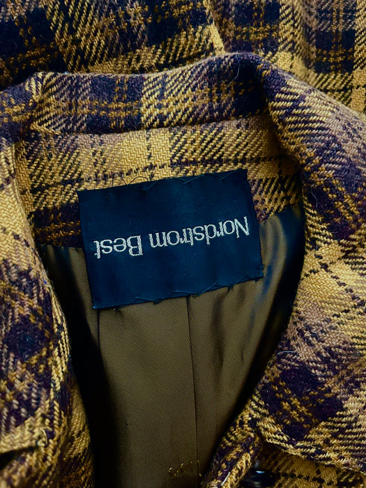 Vintage 1960's Goldenrod & Hickory Plaid Wool Coat From Nordstrom Best / ML