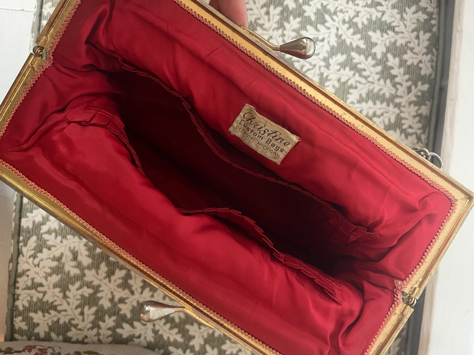 Vintage 1950's Royal Crown Needlepoint Handbag by Christine