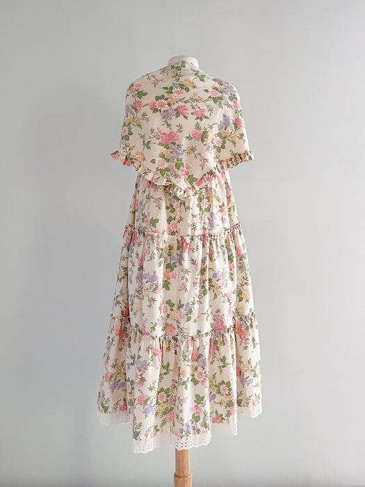 Sweetest 1970's Floral Tiered Sundress / Sz Small