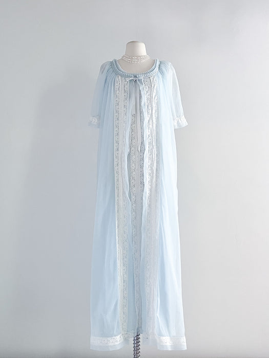 light blue night dress 1950's Baby Blue Night Gown & Cover-up / Sz M – Xtabay Vintage