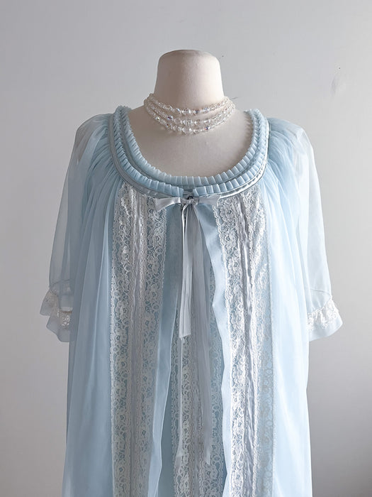 1950's Baby Blue Night Gown & Cover-up  / Sz M