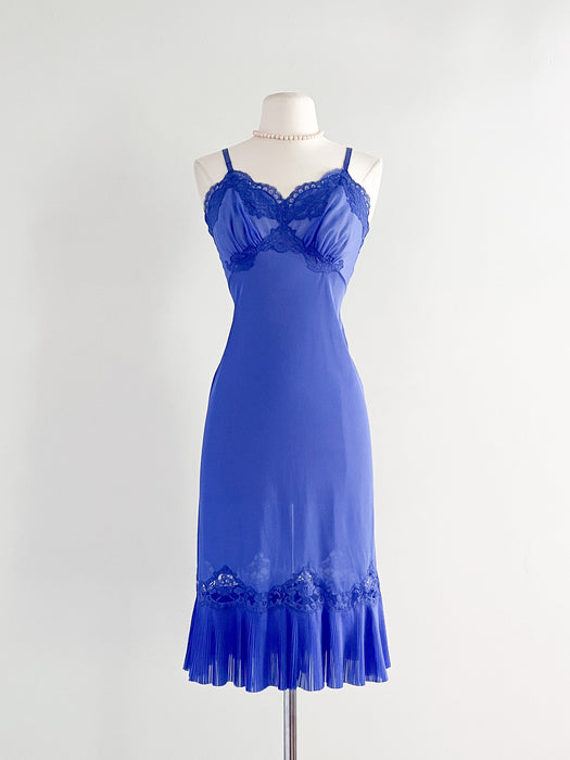 Lovely 1950's Vanity Fair Blue Lace Slip Dress / Sz M Xtabay Vintage Lovely 1950's Vanity Fair Blue Lace Slip Dress / Sz M Xtabay Vintage