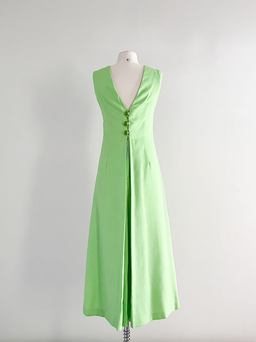 Cutest 1960's Lime Green Linen Minimalist Dress / Sz M Xtabay Vintage Cutest 1960's Lime Green Linen Minimalist Dress / Sz M Xtabay Vintage