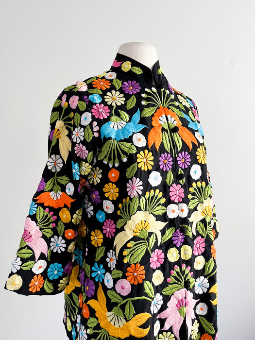 Stunning 1970's Floral Embroidered Jacket  / Sz M