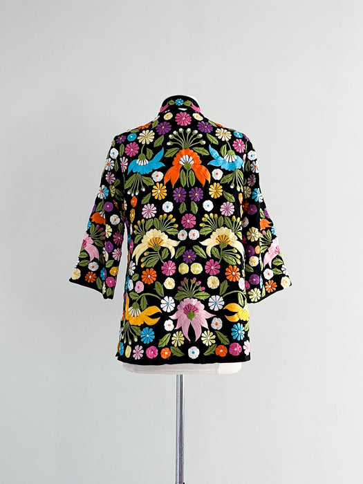Stunning 1970's Floral Embroidered Jacket  / Sz M