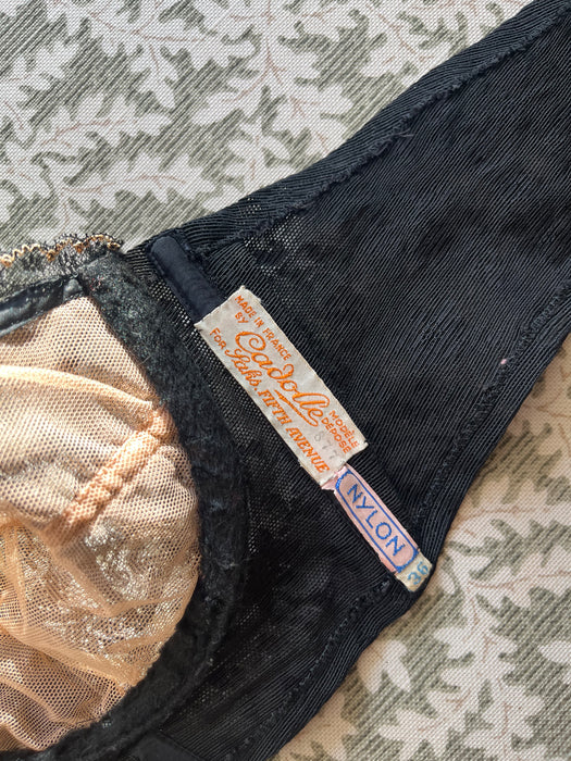 Vintage 1950's Strapless French Lace Bustier by Cadolle / 36