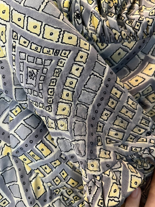 Vintage 1940's Diamond Mosaic Print Rayon Dress by Marberl of California / M