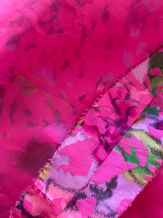 Luxurious 1960's Pink Floral Silk Brocade Couture Cocktail Dress / Medium