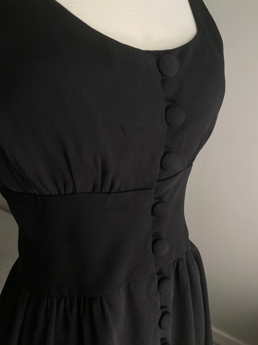 1960's Audrey Inspired Little Black Cocktail Dress / Small