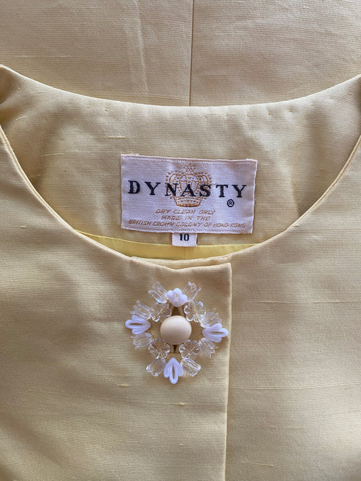 Fabulous 1960's Dynasty Silk Shantung Occasion Dress in Lemonade / Medium