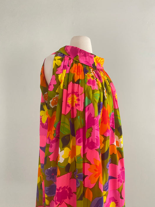 Fantastic 1960's Flower Power Trapeze Dress / Medium