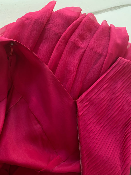 Sublime 1950's Silk Chiffon Cocktail Dress in Fuchsia Pink / SM