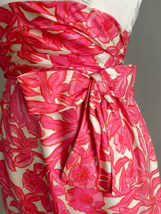 Fabulous 1960's Shannon Rodgers Spring Silk Floral Dress / Small