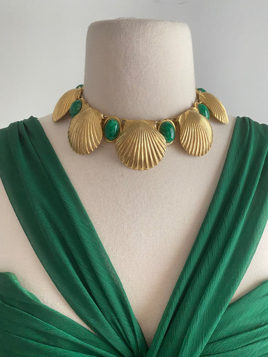 RARE 1970's Sea Shell Statement Necklace By Mimi Dated 1973