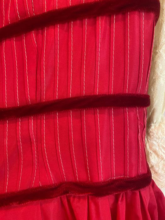 Vintage 1950's Crimson Tide Red Taffeta Party Dress / Medium