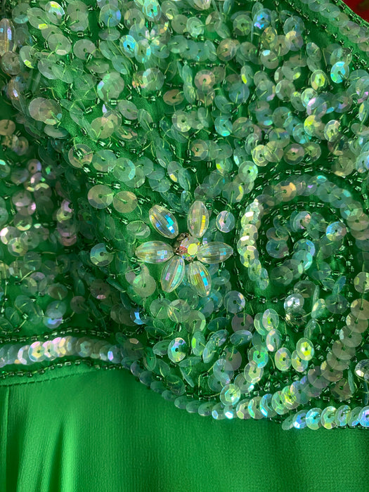 Stunning 1960's Silk Chiffon Lime Green Evening Gown / Medium Xtabay Vintage Stunning 1960's Silk Chiffon Lime Green Evening Gown / Medium Xtabay Vintage