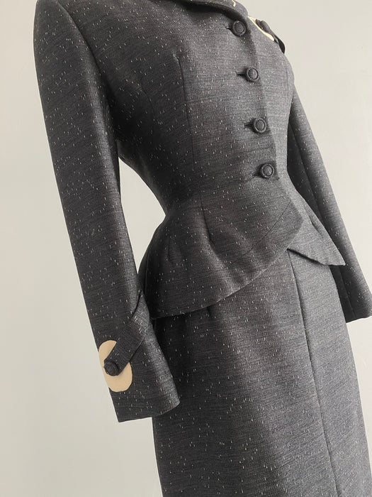 Iconic 1950's Lilli Ann Mohair Suit With Dot Detail / Small