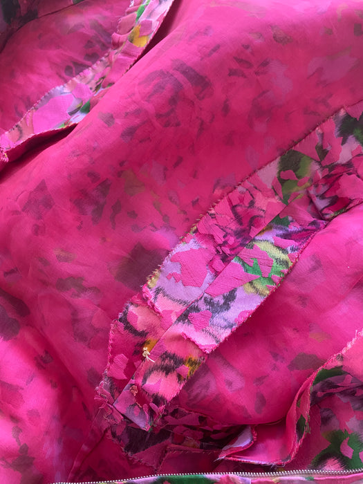 Luxurious 1960's Pink Floral Silk Brocade Couture Cocktail Dress / Medium