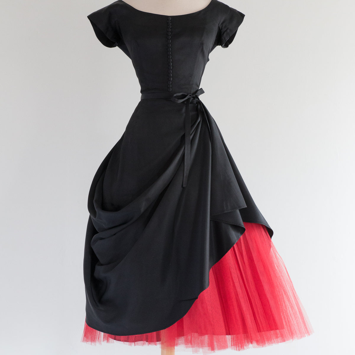 open lace back dress Wedtrend Women Black Red Bridesmaid Dress with Slit Sheath Spaghetti Straps Maxi Wedding Party Dress, Black Red / US12 main image 0