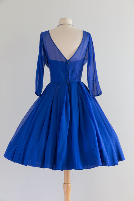 Vintage 1950's Royal Blue Party Dress By Jonny Herbert / Waist 30