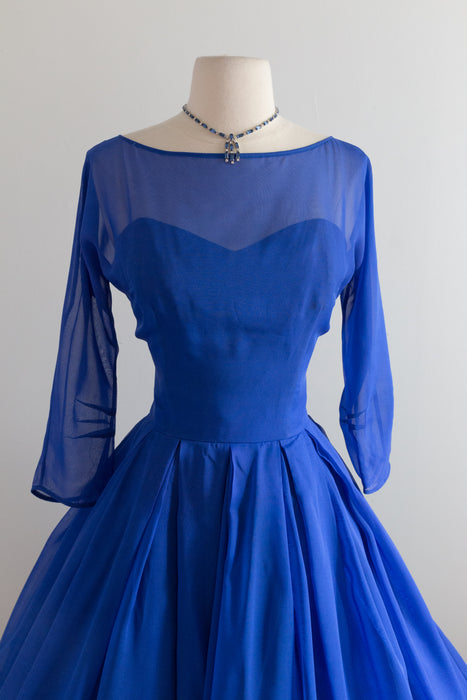 Vintage 1950's Royal Blue Party Dress By Jonny Herbert / Waist 30