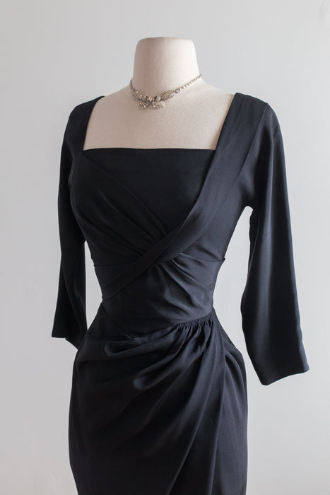 Vintage 1950's Little Black Dress by Designer Dorothy O'Hara / Waist 24