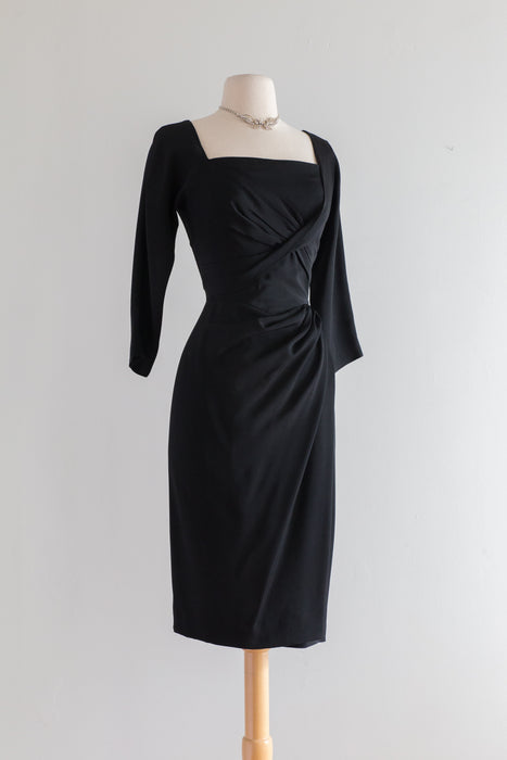 Vintage 1950's Little Black Dress by Designer Dorothy O'Hara / Waist 24