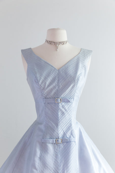 1950's Hydrangea Silk Organza Party Dress With Sheer Jacket / Waist 27