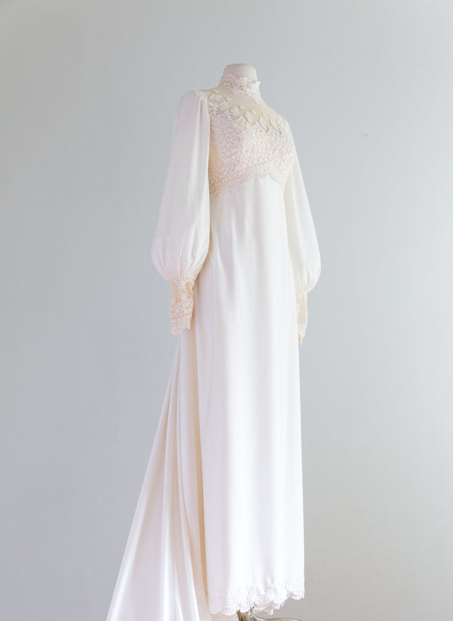 Romantic 1970's Wedding Gown By William Cahill / SM