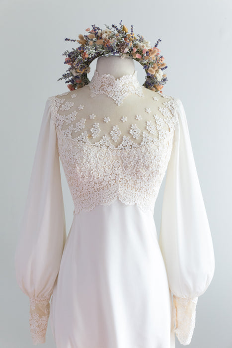 Romantic 1970's Wedding Gown By William Cahill / SM – Xtabay Vintage Romantic 1970's Wedding Gown By William Cahill / SM – Xtabay Vintage