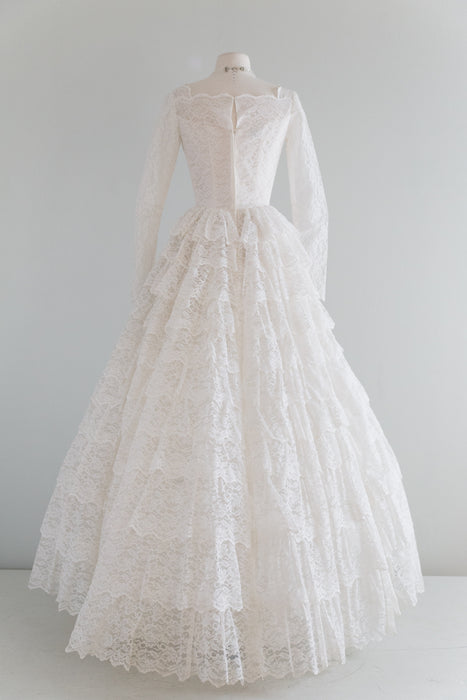 Vintage 1950's Tiered Lace Princess Wedding Dress by Bridal Originals Xtabay Vintage Vintage 1950's Tiered Lace Princess Wedding Dress by Bridal Originals Xtabay Vintage