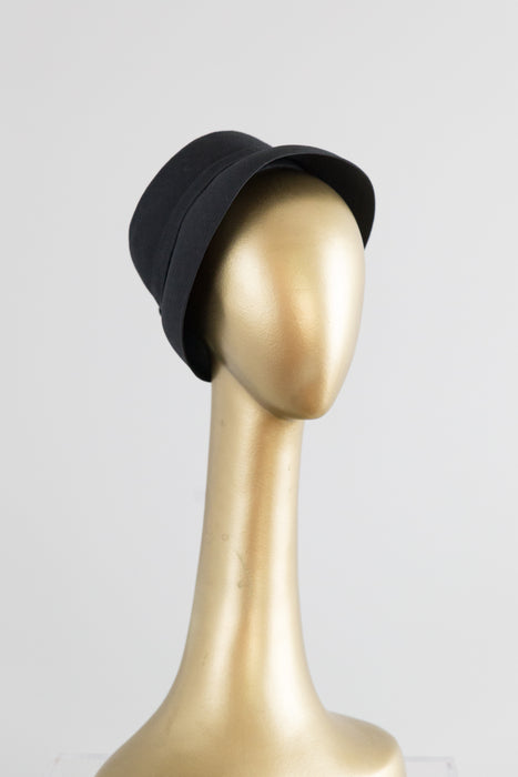 1960's Chic Black Bucket Hat From Neiman Marcus