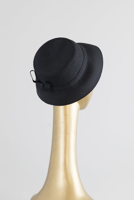 1960's Chic Black Bucket Hat From Neiman Marcus