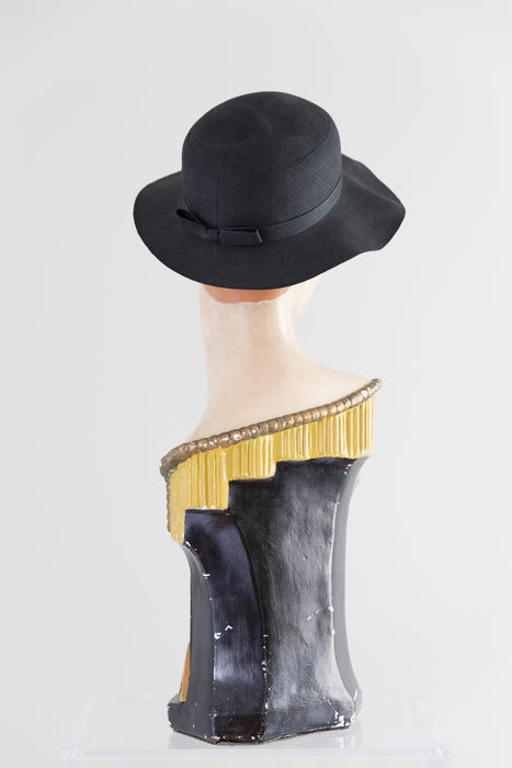 Adorable 1960's Black Bucket Style Hat From Neiman Marcus