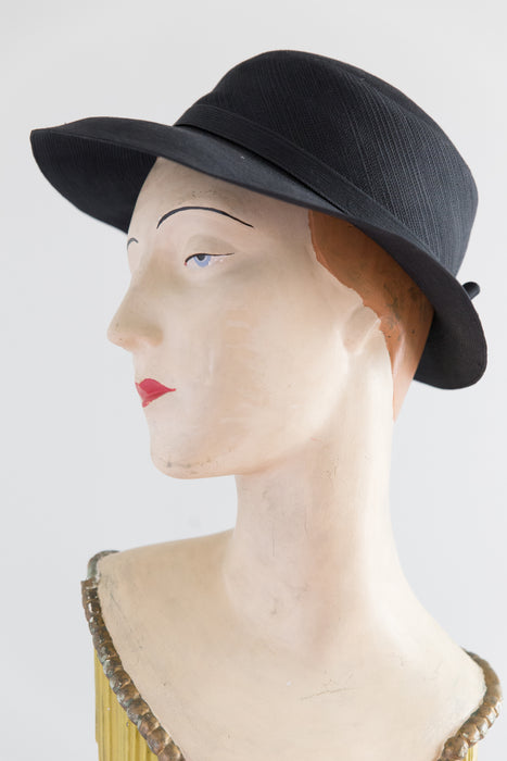 Adorable 1960's Black Bucket Style Hat From Neiman Marcus