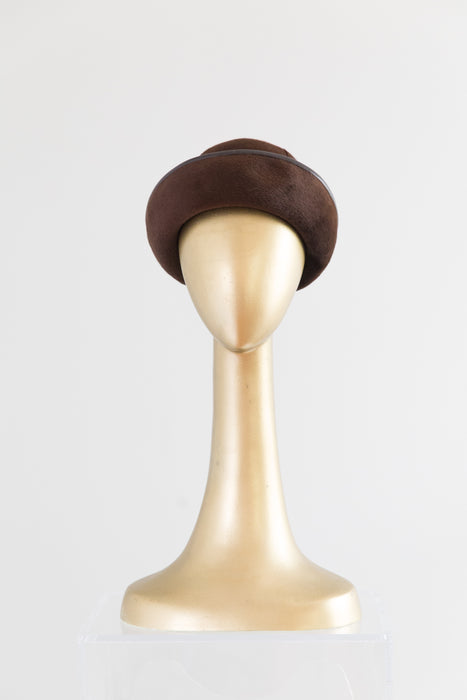 Vintage 1960's MOD Brown Fur Felt Hat By Emme