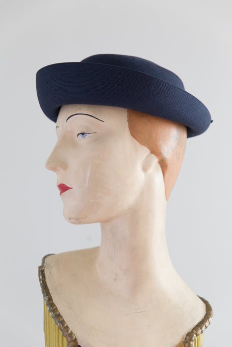 Charming Neiman Marcus Navy Blue Vintage Hat