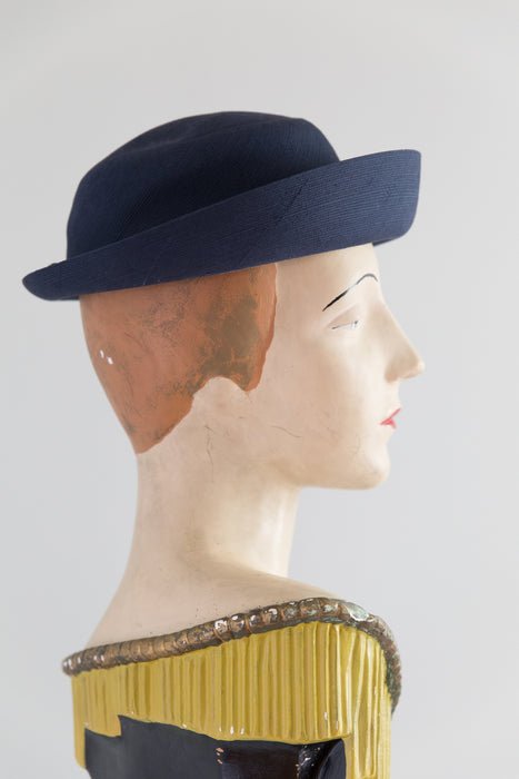 Charming Neiman Marcus Navy Blue Vintage Hat