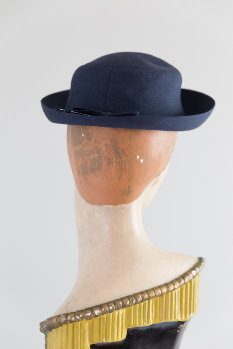 Charming Neiman Marcus Navy Blue Vintage Hat
