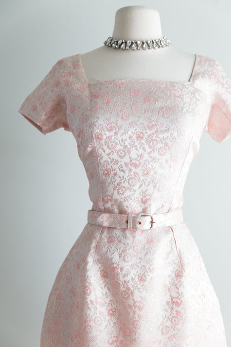 Elegant 1950's Pretty in Pink Cocktail Dress With Dramatic Back / Waist 26
