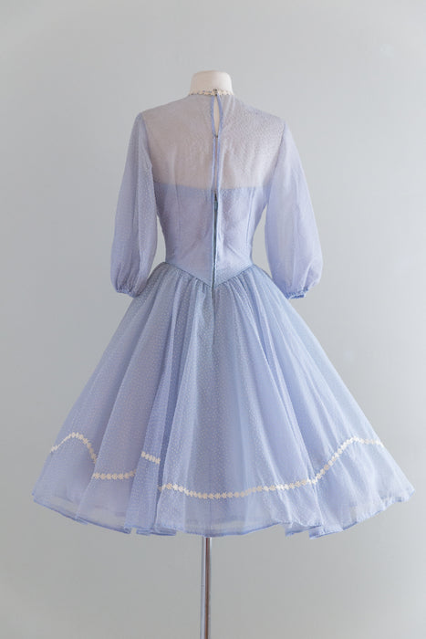 Vintage 1960's Emma Domb Hydrangea Swiss Dot Party Dress / Waist 25