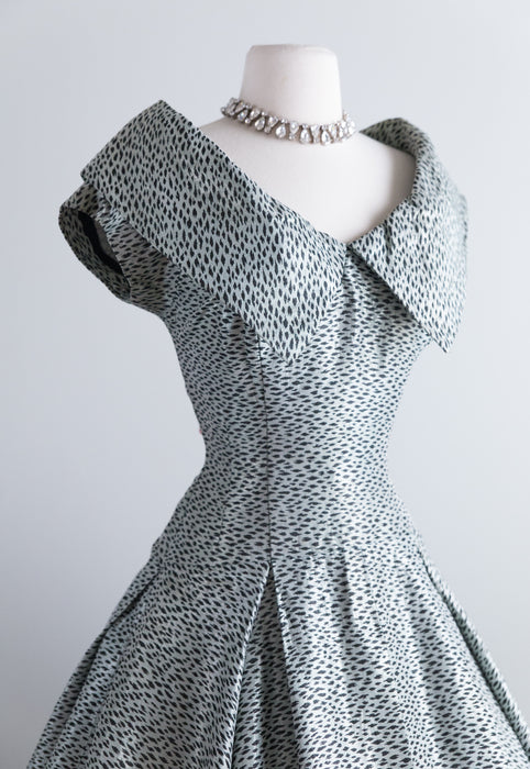 Gorgeous Lilli Ann 1950's Metallic Silver Black Speckled Vintage Dress
