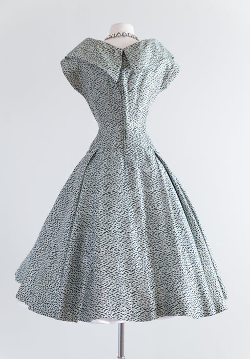 Gorgeous Lilli Ann 1950's Metallic Silver Black Speckled Vintage Dress