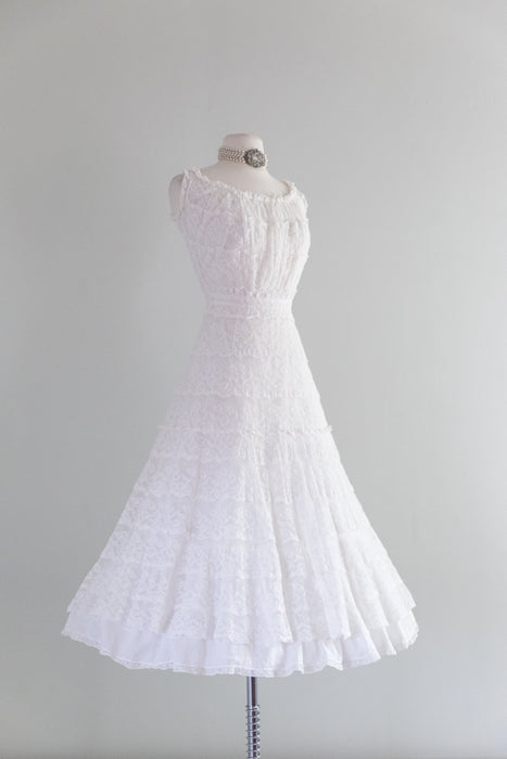 Antique Edwardian Cotton & Lace Slip Dress / XS