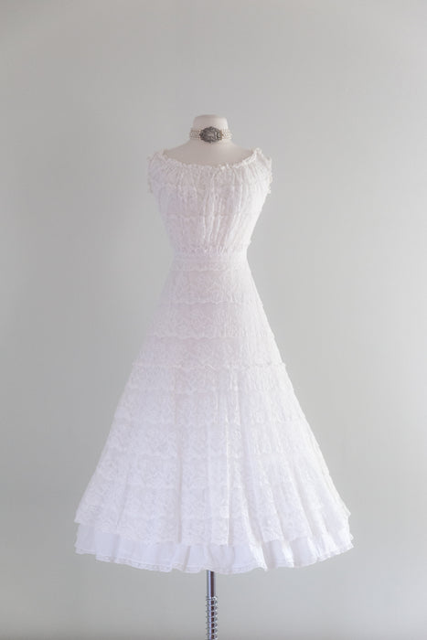 Antique Edwardian Cotton & Lace Slip Dress / XS