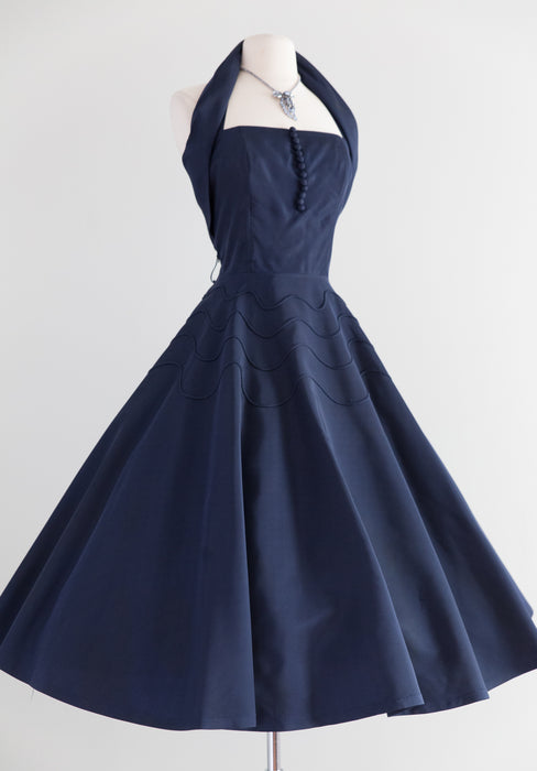 blue 50s dress 1950's Midnight Blue Taffeta Party Dress By Gigi Young / Waist 30" – Xtabay Vintage