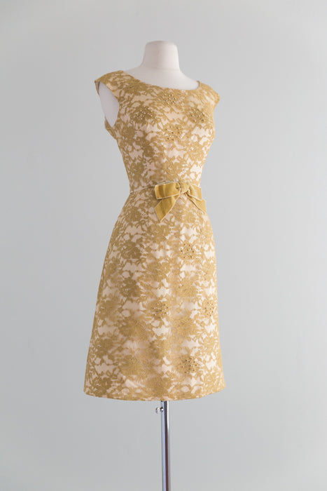 Vintage 1960's Goldenrod Lace Cocktail Dress By Carol Craig / Waist 27